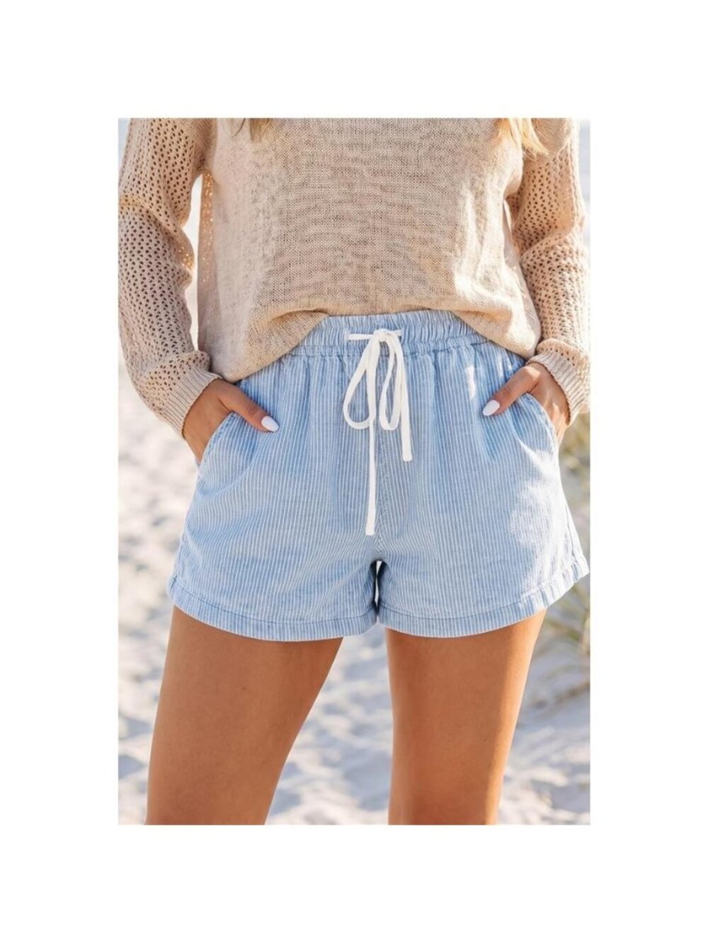 Drawstring Striped Shorts